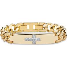 PalmBeach Horizontal Cross Curb-Link Bracelet - Gold/Diamonds