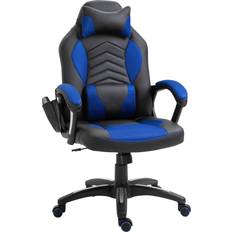 Verstellbare Rückenlehne Gaming-Stühle Homcom Bürostuhl mit Wärmefunktion blau
