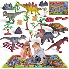 Fun Little Toys 26-Piece Dinosaur Set with Playmat