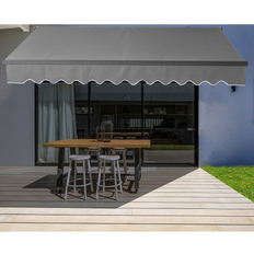Window Awnings Aleko Black Frame 12 Retractable Home Patio Canopy Awning