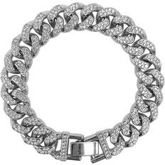 Adornia Flat Curb Chain Bracelet - Silver/Transparent