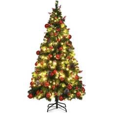 6ft pre lit christmas tree Costway 6ft Pre-lit Hinged Christmas Tree