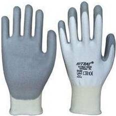 Weiß Einweghandschuhe NITRAS Dyneema-Strickhandschuh 6305, weiß/grau, Größe