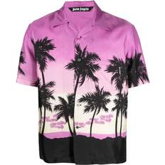 Silk Clothing Palm Angels Pink Sunset Silk Bowling Shirt