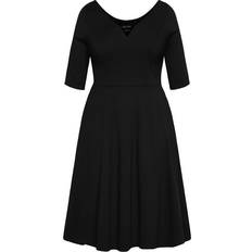 City Chic Cute Girl Elbow Sleeve Dress Plus Size - Black