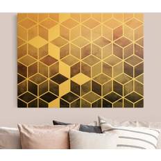 Wanddekos reduziert Leinwandbild Gold Goldene Geometrie Wanddeko