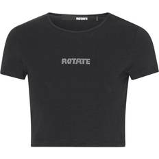 ROTATE Birger Christensen Cropped Logo T-shirt - Black
