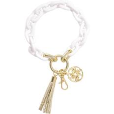 Lilly Pulitzer Chain Link Keychain Bracelet, Keychain Wristlet with Tassel, Cute Key Ring