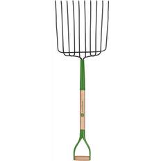 John Deere Shovels & Gardening Tools John Deere 7005558 30 10 Tine Steel Bedding Fork with Wood Handle Green