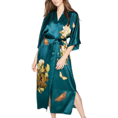 Kim+Ono Peony & Butterfly Long Kimono Robe - Vintage Teal