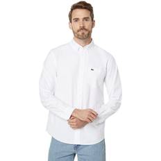Lacoste Men's Long Sleeve Solid Oxford, Blanc