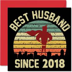 STUFF4 Cards & Invitations Best Husband Since 2018 Wood Anniversary Card