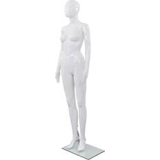 Modellpuppen vidaXL Full body female mannequin with glass base glossy white 68.9"