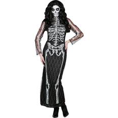 Widmann Skeleton Long Dress Costume