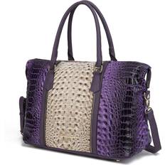 Weekend Bags MKF Collection Raven Faux Crocodile-Embossed Vegan Leather Women's Weekender Bag violet