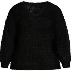 Evans Sweaters Evans Waffle Knit V Neck Sweater Plus Size - Black