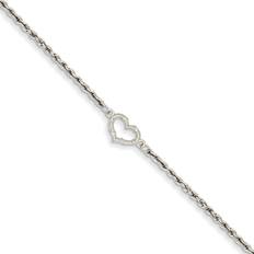 Gold Anklets Primal Gold 14K White Rope with Heart Anklet
