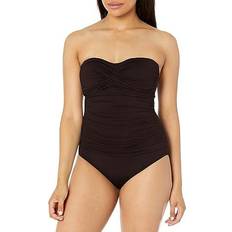 M Swimsuits Anne Cole Twist Front Shirred One Piece - Black