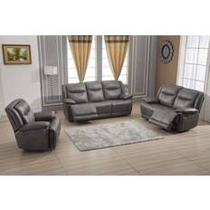 Betsy Furniture Bonded Grey 85" 3pcs 6 Seater