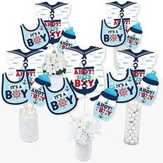 Big Dot of Happiness Ahoy it's a boy -nautical baby shower centerpiece sticks-table toppers-set 15