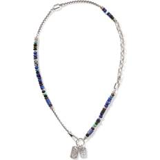 Moonstone Jewelry John Hardy Men's Beaded Dog Tag Necklace - Silver/Multicolour