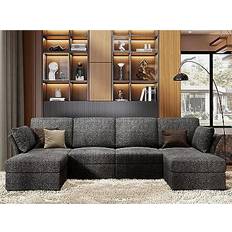 U-Sofas VanAcc Sectional Couch Grey 107" 6 Seater