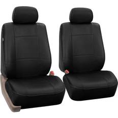 Car Upholstery FH Group Universal Fit Faux Leather Car Seat Covers Waterproof Front Set Black PU002102BLACK