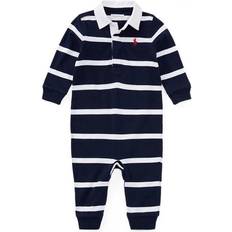 Playsuits Polo Ralph Lauren Striped Cotton Rugby Coverall Refined Navy Multi Newborn
