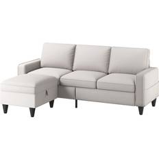 Fabric - Reclining Chairs Furniture Lonkwa L-Shaped Couch with Storage Ottoman Sofa 53" 3 Seater