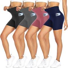 Fullsoft Biker Shorts 4-pack - Black/Navy Blue/Grey/Pink