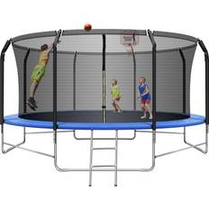JINS & VICO Balance Bar & Basketball Hoop Trampoline 427cm + Safety Net + Ladder