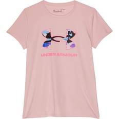 Under Armour Girl's UA Tech Solid Print Big Logo Short Sleeve - Prime Pink/Pink Punk