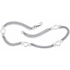 Anklets PalmBeach Open Heart Station Triple Strand Anklet - Silver