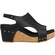 Faux Leather Sandals Corkys Carley - Black Smooth
