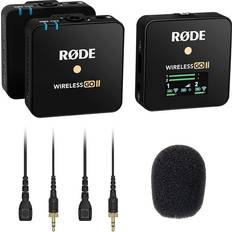 Rode wireless go Rode Microphones Wireless GO II Dual Channel Wireless Microphone System Bundle with Lavalier II Omnidirectional Lav Mic and 3-Pack Foam