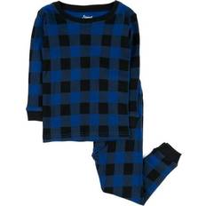 Leveret Cotton Plaid Pajamas - Black/Navy