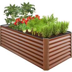 Best Choice Products Raised Garden Beds Best Choice Products 6 ft. 3 2 Wood Grain Outdoor Steel Raised Garden Planter Box Herbs