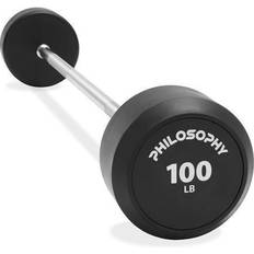 Rubber Fixed Barbell, Pre-Loaded Weight Straight Bar for Weightlifting