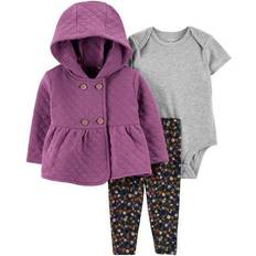 Carter's Baby Quilted Jacket 3-piece Set - Purple/Grey