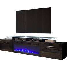 Modern tv stand with fireplace Meble Furniture Rova EF Black 75x19"