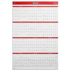 Staples Calendars Staples 2024 24 Calendar, Red/Black/White ST53999-24