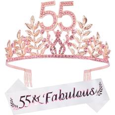 Doradreamdeko 55th birthday sash and tiara for women fabulous glitter sash