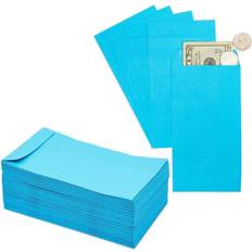 100 pack blue money envelopes for cash, money saving, 100gsm, 3.5 x 6.5 in