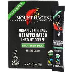 Mount Hagen Organic Fairtrade Instant Coffee, Decaffeinated, 25 Single Serve Sticks, 1.76