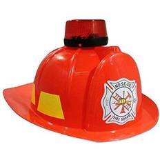 Costume Accessory Fireman Helmet Lights and Sound Siren, Red, One