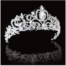 SH SNOWH Crystal Crowns and Tiaras Princess Wedding Crown Rhinestone Birthday Tiara Pageant Headband Bridal Hair Headpieces for Women and Girls Silver