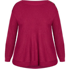 Avenue Knitted Sweaters Avenue Birdseye Sweater Plus Size - Sangria Red