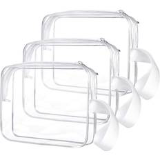  5 Pack Clear Plastic Zippered Toiletry Carry Pouch TSA