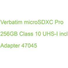 256 GB Minnekort på salg Verbatim MicroSDXC 256 GB Pro SD-Adapter 47045