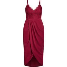 City Chic Lace Touch Dress Plus Size - Ruby